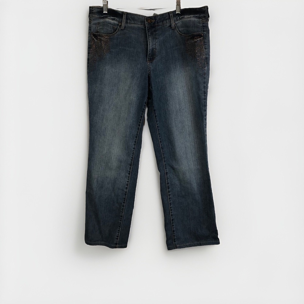 Christopher & Banks Slimming Jeans 14 Regular Blue Denim Mid Rise Stretchy
